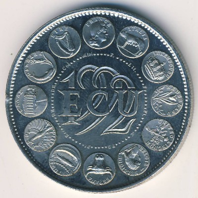 Europe., 1 ecu, 1992 Europe., 1 ecu, 1992