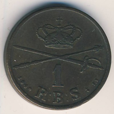 Denmark, 1 rigsbankskilling, 1842 Denmark, 1 rigsbankskilling, 1842