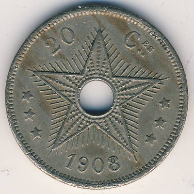 Congo free state, 20 centimes, 1906–1908