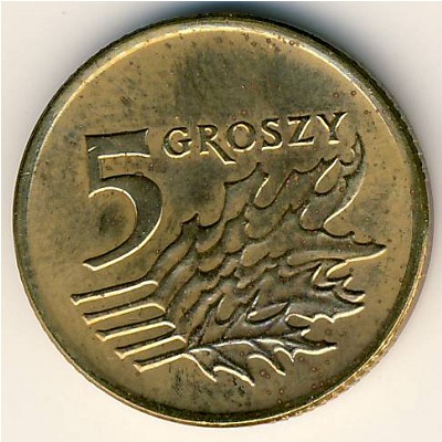 Poland, 5 groszy, 1990–2014