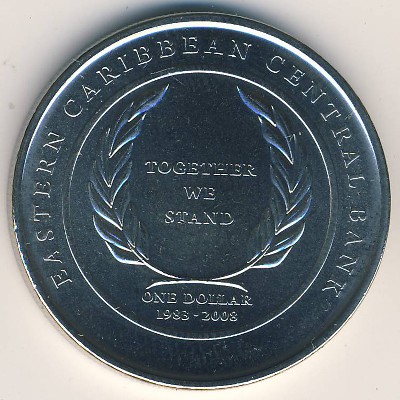 East Caribbean States, 1 dollar, 2008 East Caribbean States, 1 dollar, 2008