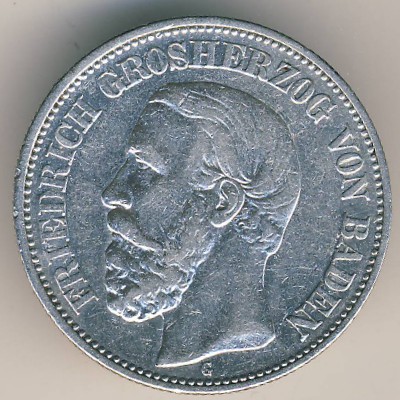 Baden, 2 mark, 1892–1902 Baden, 2 mark, 1892–1902