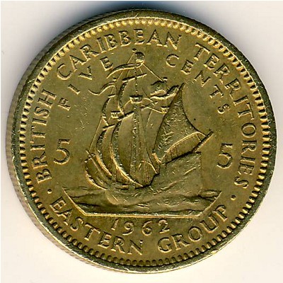 East Caribbean States, 5 cents, 1955–1965 East Caribbean States, 5 cents, 1955–1965