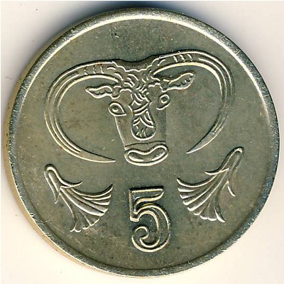 Cyprus, 5 cents, 1985–1990