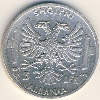 Албания, 5 лек (1939 г.)