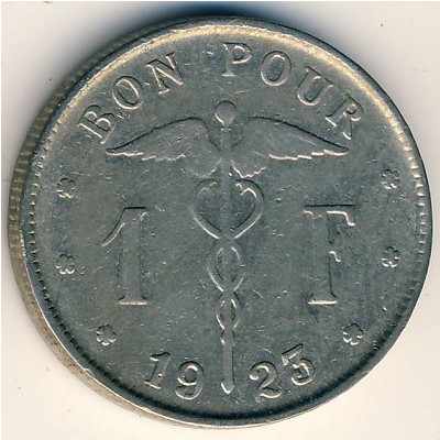 Belgium, 1 franc, 1922–1934