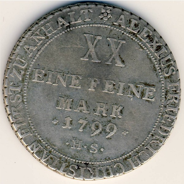 Anhalt-Bernburg, 2/3 thaler, 1799 Anhalt-Bernburg, 2/3 thaler, 1799
