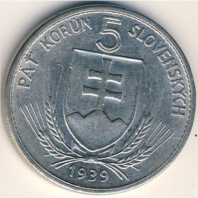 Словакия, 5 крон (1939 г.)