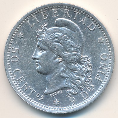 Аргентина, 50 сентаво (1881–1883 г.) Аргентина, 50 сентаво (1881–1883 г.)