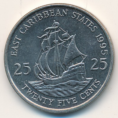 Восточные Карибы, 25 центов (1981–2000 г.)