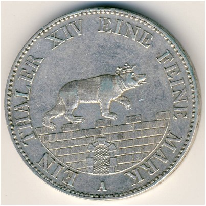Анхальт-Бернбург, 1 талер (1846–1855 г.) Анхальт-Бернбург, 1 талер (1846–1855 г.)