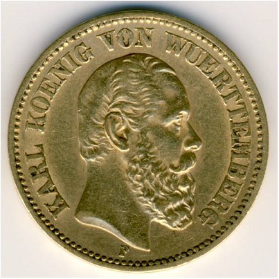 Вюртемберг, 20 марок (1874–1876 г.) Вюртемберг, 20 марок (1874–1876 г.)