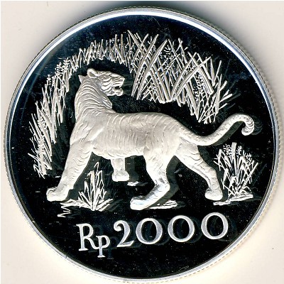 Indonesia, 2000 rupiah, 1974 Indonesia, 2000 rupiah, 1974