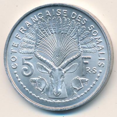 French Somaliland, 5 francs, 1959–1965