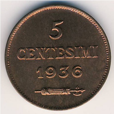 San Marino, 5 centesimi, 1935–1938
