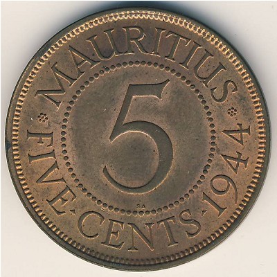 Маврикий, 5 центов (1942–1945 г.) Маврикий, 5 центов (1942–1945 г.)