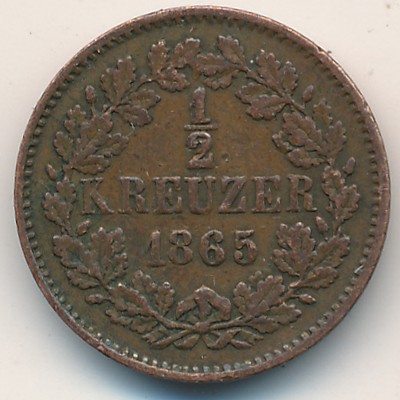 Baden, 1/2 kreuzer, 1859–1871