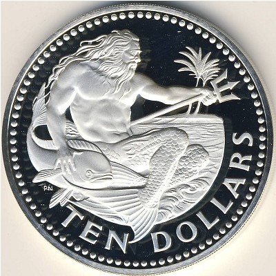 Barbados, 10 dollars, 1973–1981 Barbados, 10 dollars, 1973–1981