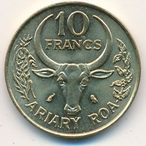 Madagascar, 10 francs, 1970–1989