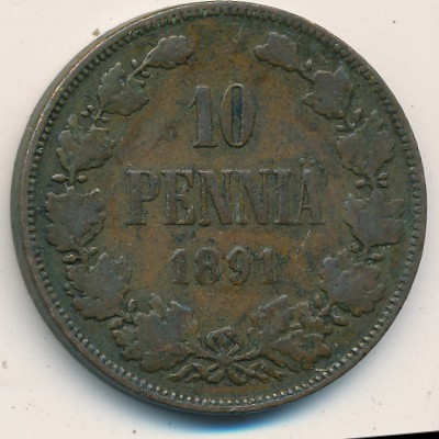 Finland, 10 pennia, 1889–1891