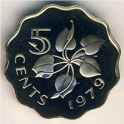 Swaziland, 5 cents, 1974–1979