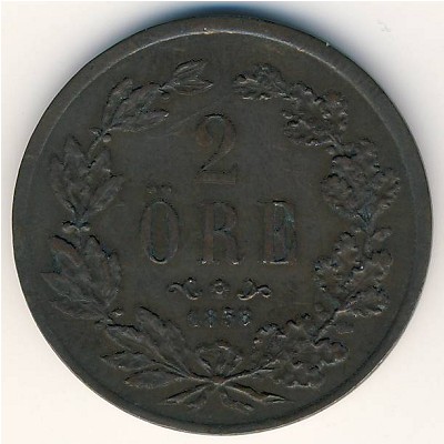 Швеция, 2 эре (1856–1858 г.) Швеция, 2 эре (1856–1858 г.)