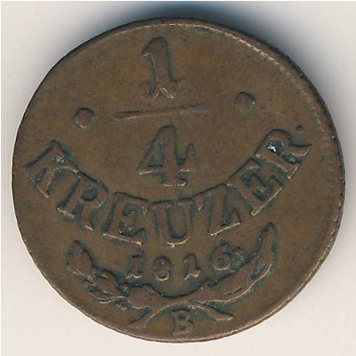 Austria, 1/4 kreuzer, 1816 Austria, 1/4 kreuzer, 1816