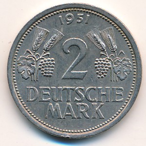 ФРГ, 2 марки (1951 г.) ФРГ, 2 марки (1951 г.)