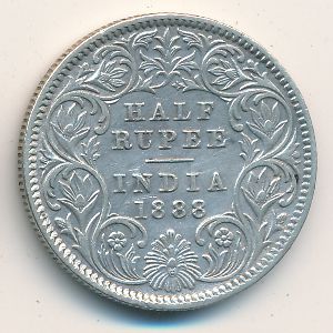 Британская Индия, 1/2 рупии (1877–1900 г.)