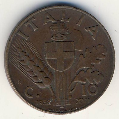 Италия, 10 чентезимо (1936–1939 г.)