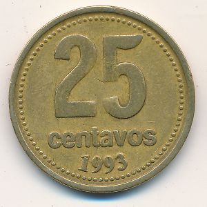 Argentina, 25 centavos, 1993–2010