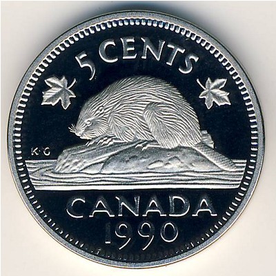 Канада, 5 центов (1990–2001 г.)