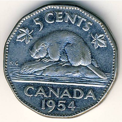 Канада, 5 центов (1953–1954 г.)