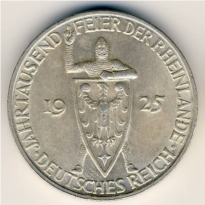 Weimar Republic, 3 reichsmark, 1925 Weimar Republic, 3 reichsmark, 1925