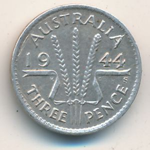 Австралия, 3 пенса (1938–1944 г.) Австралия, 3 пенса (1938–1944 г.)