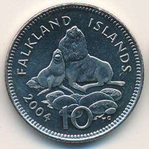 Falkland Islands, 10 pence, 2004