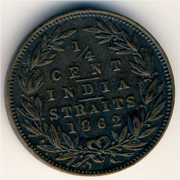 Стрейтс-Сетлментс, 1/4 цента (1862 г.) Стрейтс-Сетлментс, 1/4 цента (1862 г.)