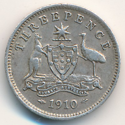Australia, 3 pence, 1910 Australia, 3 pence, 1910