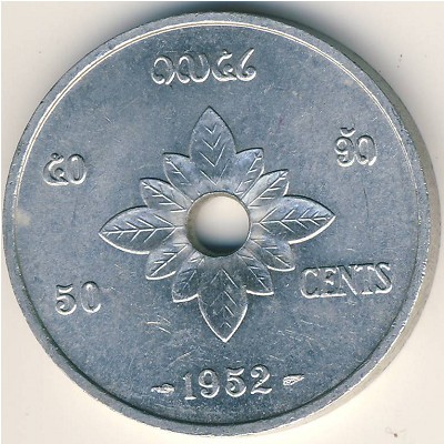Лаос, 50 центов (1952 г.) Лаос, 50 центов (1952 г.)