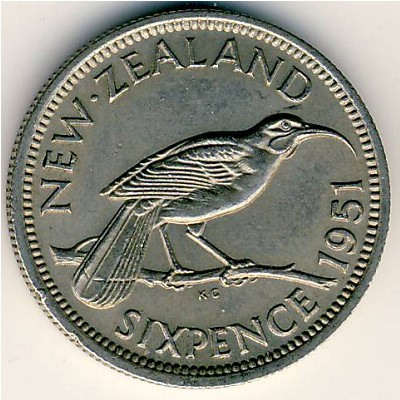 Новая Зеландия, 6 пенсов (1948–1952 г.)
