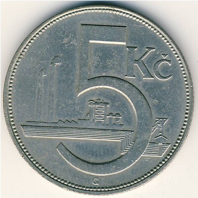 Чехословакия, 5 крон (1925–1927 г.)