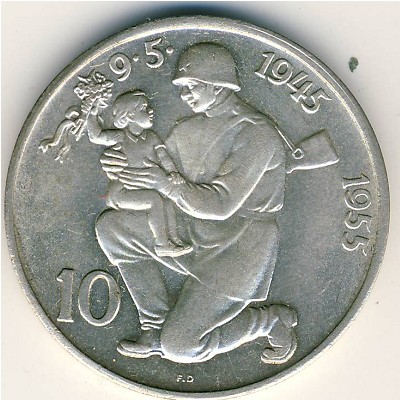Чехословакия, 10 крон (1955 г.)