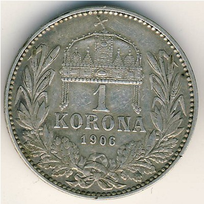 Hungary, 1 korona, 1892–1906 Hungary, 1 korona, 1892–1906