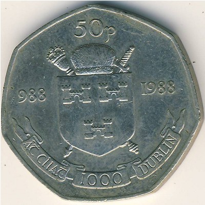 Ирландия, 50 пенсов (1988 г.)