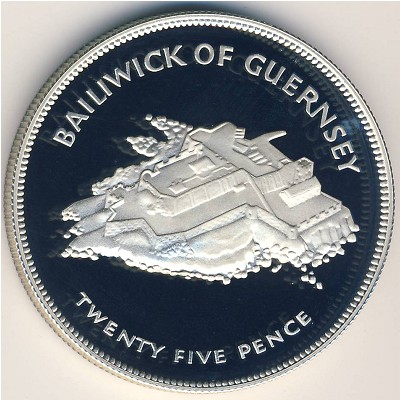 Guernsey, 25 pence, 1977