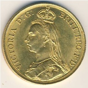Великобритания, 2 фунта (1887 г.) Великобритания, 2 фунта (1887 г.)