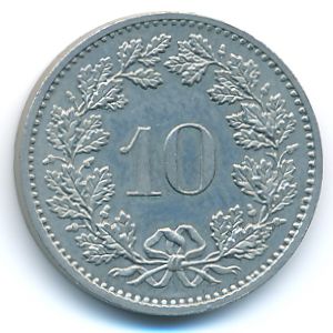 Switzerland, 10 rappen, 1879–2019