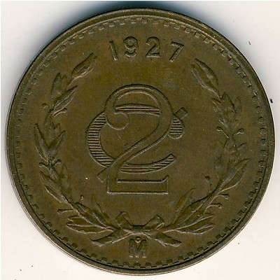 Mexico, 2 centavos, 1905–1941