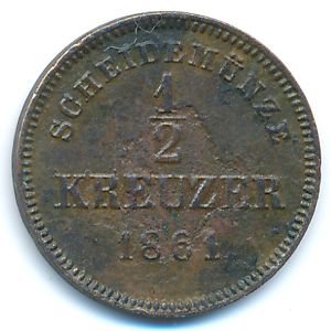 Wurttemberg, 1/2 kreuzer, 1858–1864