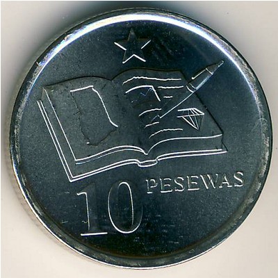 Ghana, 10 pesewas, 2007–2016